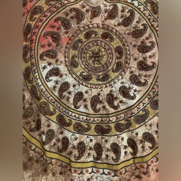 TeeCo Y2K USA Made Brown Flutter Sleeve Lettuce Hem T-Shirt XL Boho Peasant - Picture 3 of 5